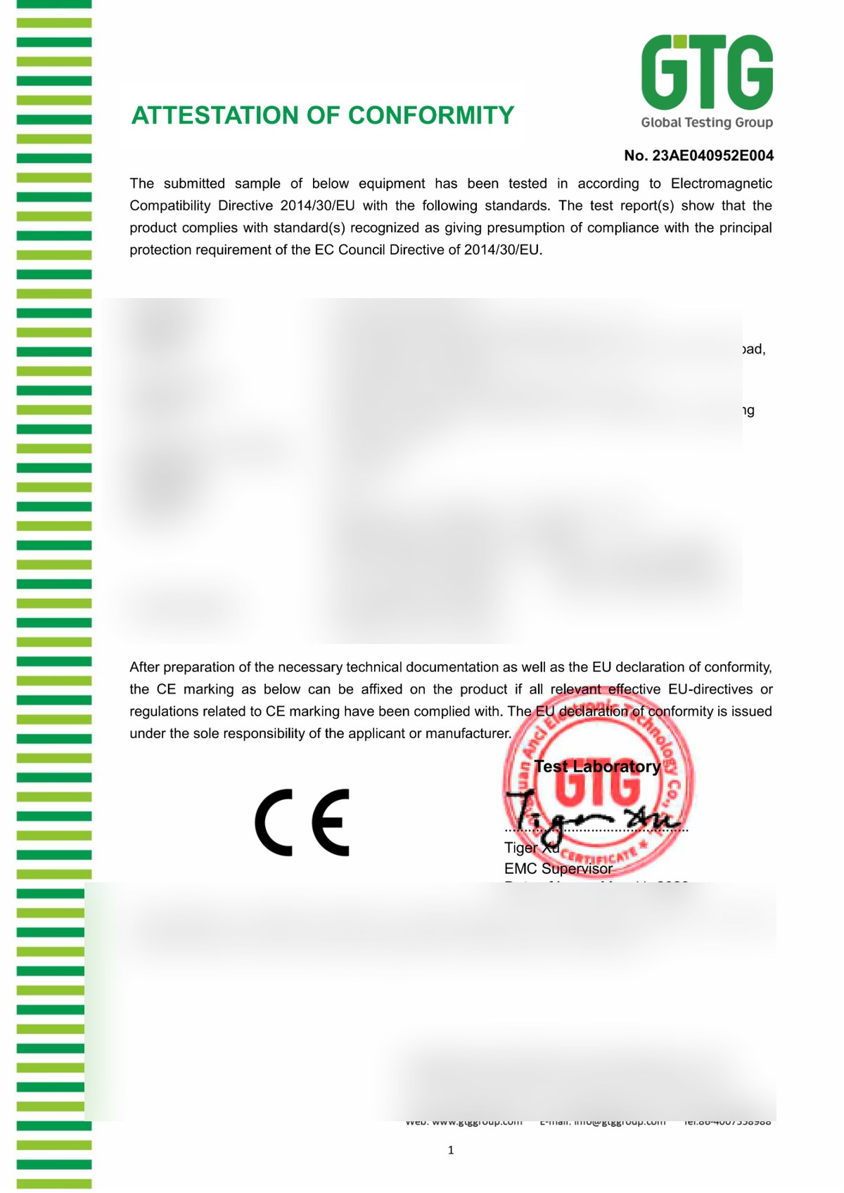 FCC / EMC certificate