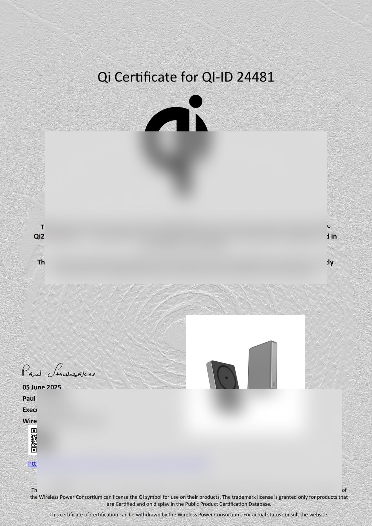 Qi2.0 10K certificate