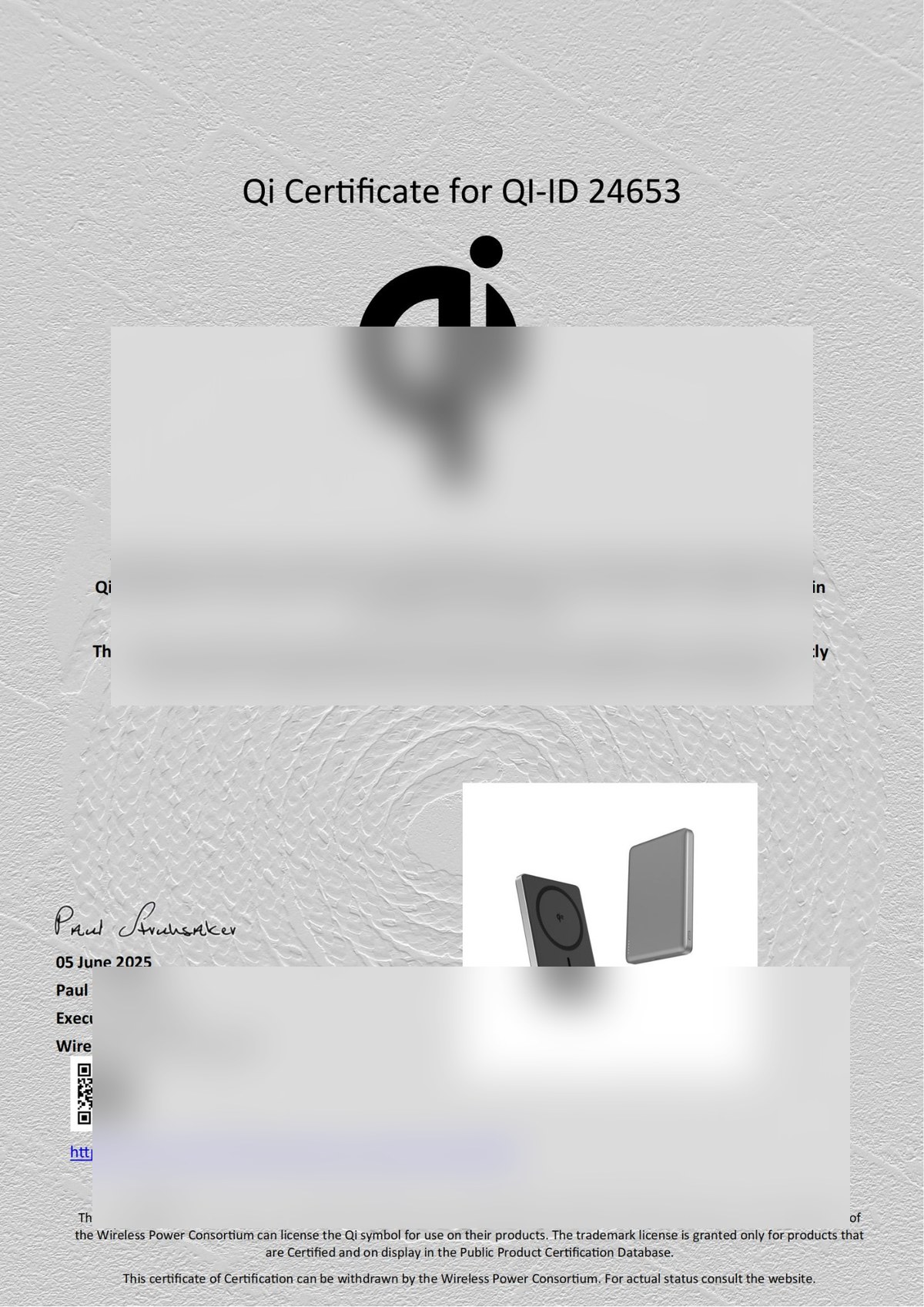 Qi2.0 5K certificate