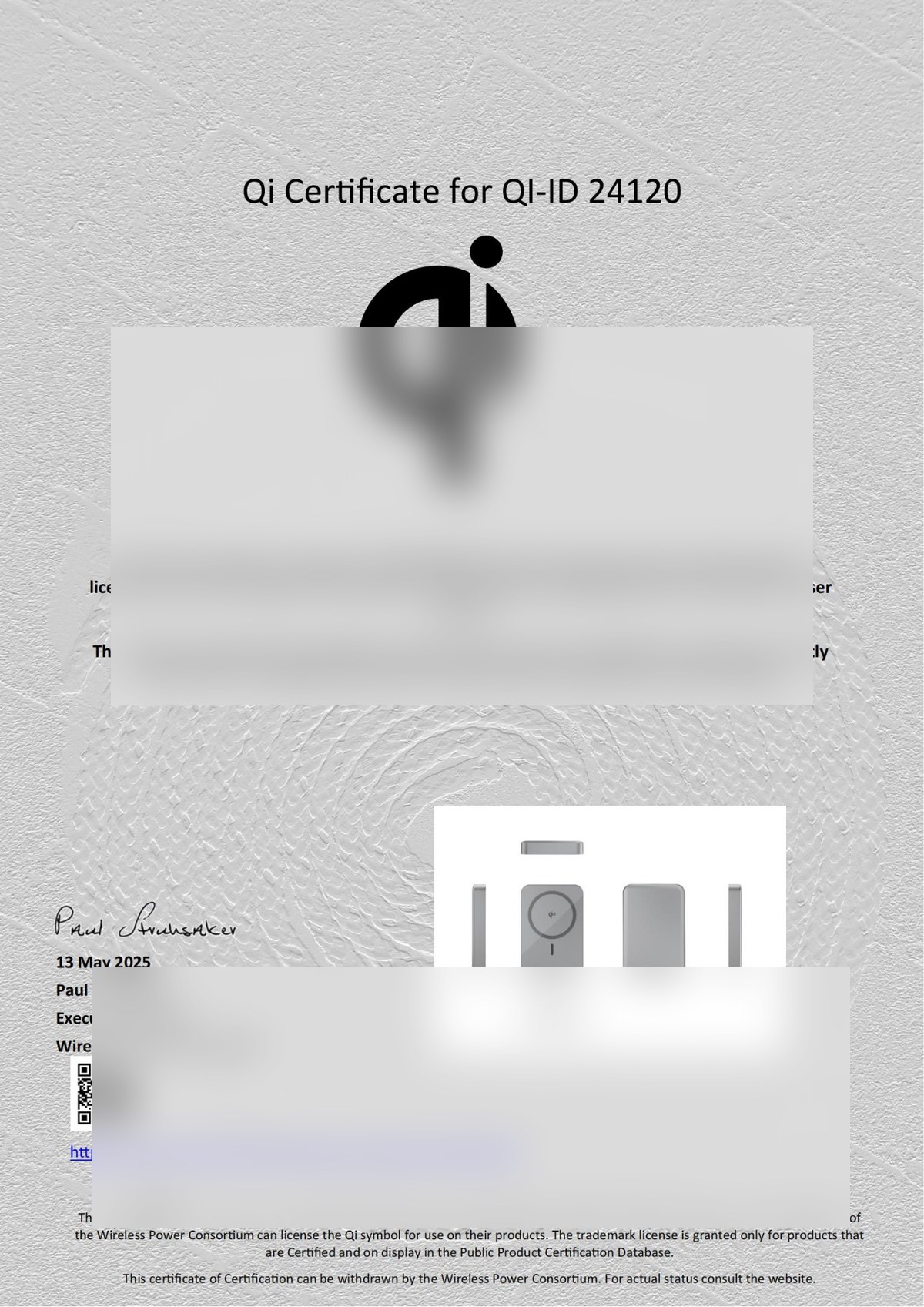 Qi2.2 LX25 certificate