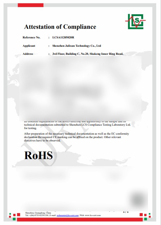 RoHS certificate